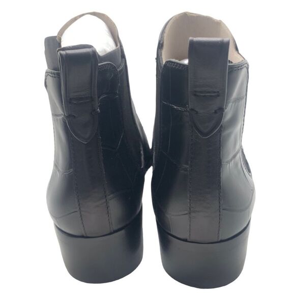 Coach Suffolk Patchwork Black Leather Chelsea Croc Snakeskin Booties  8.5M New - Picture 5 of 11